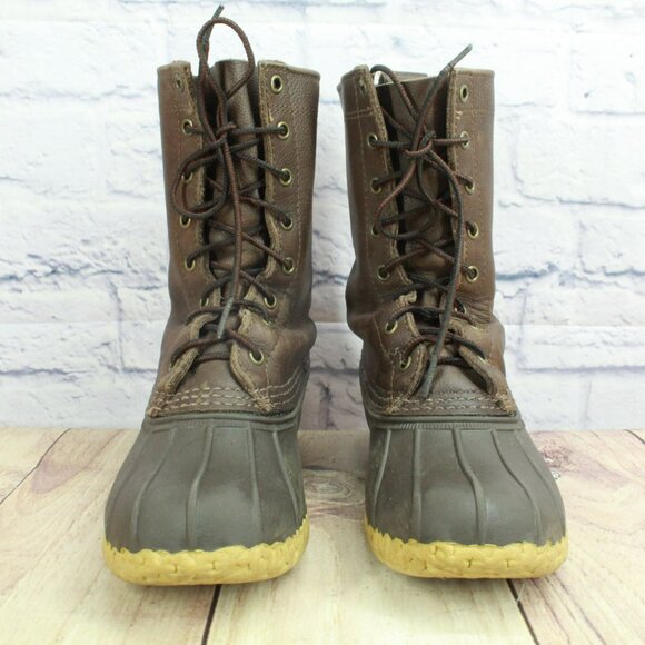 LL Bean Maine Hunting Boots Unlined Steel Shank Leather Brown Size 7 M - Picture 4 of 10
